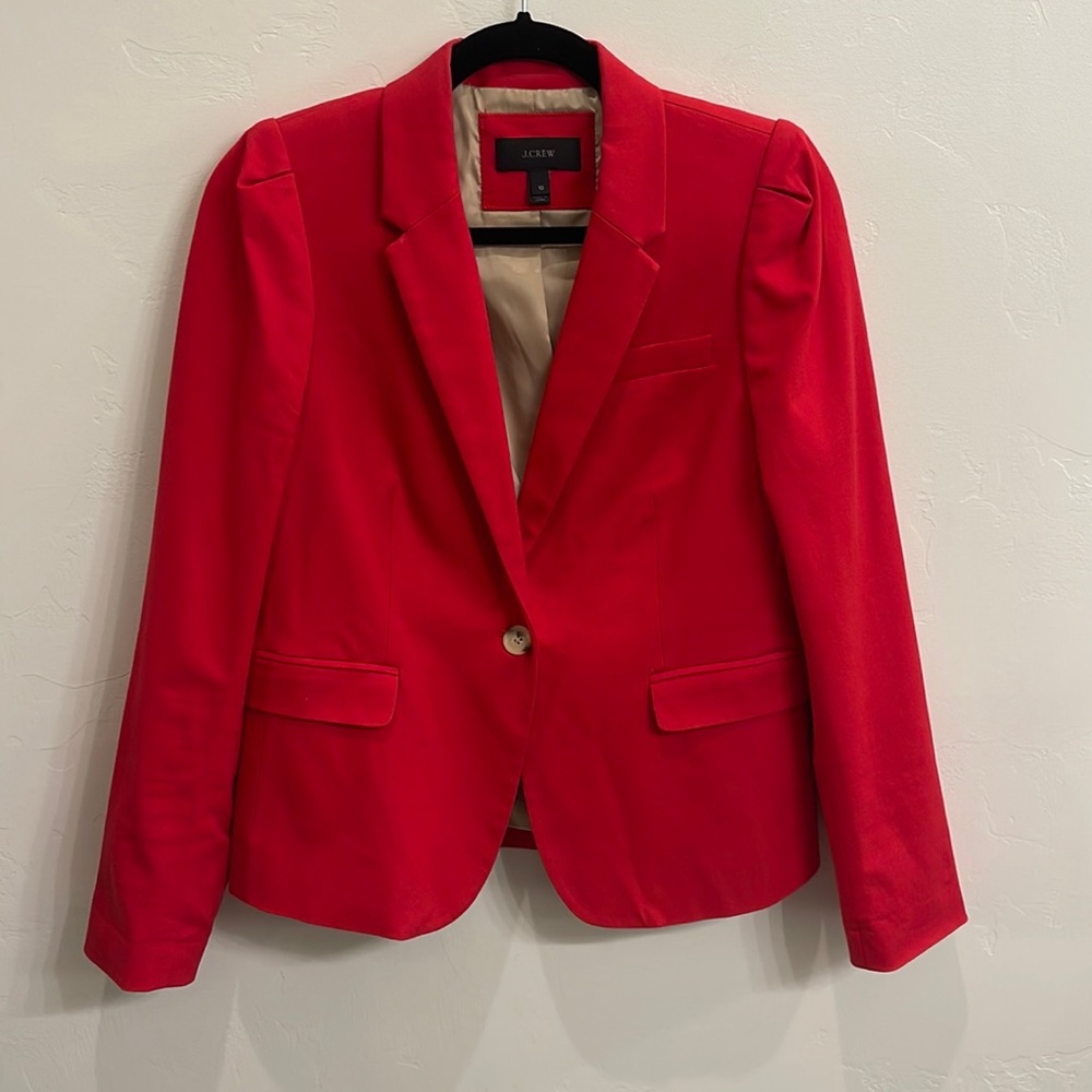 J. Crew Red Cotton One-Button Blazer - Size 10